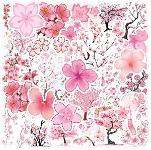 Sakura Stickers,50PCs,Sakura Laptop Decals Gift Toddlers Teens Girls Cute Cool Kawaii Tools Decorations DIY,Stickers for Hydro Flask