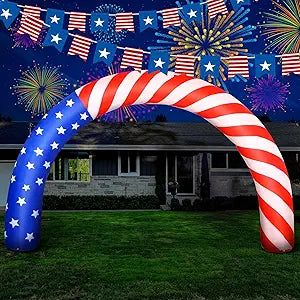 Shappy 9FT 250th Anniversary 4th of July Inflatable Outdoor Decoration Patriotic Inflatables Arch Independence Day LED Lighted Blow Up Decoration for Party Yard Lawn Garden Outside Memorial Decor