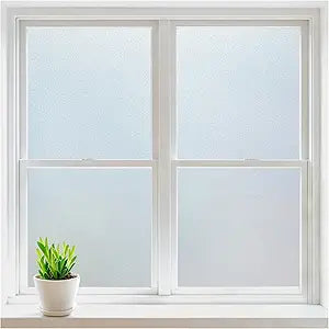 rabbitgoo Window Privacy Film, Frosted Glass Window Clings, Static Cling UV Heat Blocking Door Stickers for Home Bathroom, Removable Indoor Decal Coverings Day and Night, Pure, 23.6 x 118.1 Inches