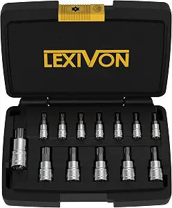 LEXIVON Torx Bit Socket Set, Premium S2 Alloy Steel | 13-Piece Star T8 - T60 Set | Enhanced Storage Case (LX-143)