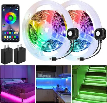Motion Activated Under Bed Lights,2x9.8ft Motion Sensor RGB Strip Light