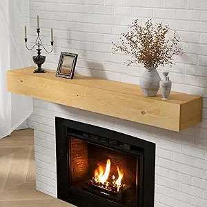 Fireplace Mantel - Wall-Mounted Mantles for Over Fireplace - Farmhouse Fireplace Mantle Shelves - Handcrafted Wood Fireplace Mantels - Floating Fireplace Mantel 48 X 8 X 5 - Natural