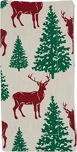 Deer and Christmas Trees Design Table Napkins (Set of 4)