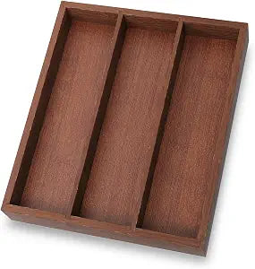 Fibogollo Bamboo Silverware Organizer with 3 Slots for Kitchen(Brown)