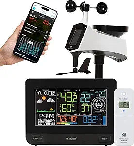 La Crosse Technology Professional Smart Wi-Fi Weather Station with Remote Monitoring (400 Foot Range), Wind and Rain Gauges, Temperature and Humidity Sensors, and Forecasting - V42-PRO-INT