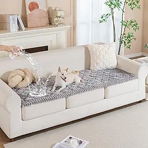 PuTian 100% Waterproof Fuzzy Couch Cover for Dogs Washable Non-Slip Furniture Cover Pet Friendly Dog Mat for Couches and Sofas - 27.6''x70.9'' 70cmx180cm Light Grey