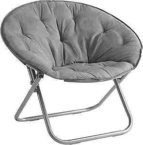 Urban Lifestyle Oversized Urban Comfort Microsuede Saucer Chair Adult Lounge Seating Soft Plush Accent Furniture Living Room Relaxation Lightweight Portable Grey