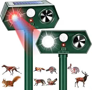 2026 Sonic Fortress Pro Deer Repellent Devices, Racoon Repellent Outdoor Squirrel Fortress Pro IP65 Animal Repeller Cat Deterrent with Motion Sensor&Light to Scare Bear Dog Out of Garden Yard(2Pack)