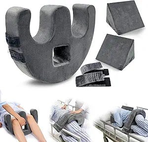Patient Turning Device, U-Shaped Bedridden Turnover Pillow with Strap & Back Support Cushion for Bedsore Pressure Relief, Elderly Nursing Bed Ridden Patient Supplies