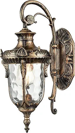 SAMTEEN Bronze Outdoor Light Fixtures Wall Mount 15.8" H Waterproof Exterior Wall Sconce with Hammered Glass Shade Outside Porch Light for House Garage Front Door