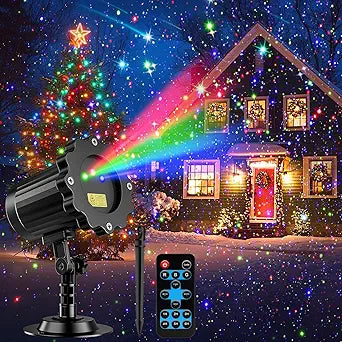 Brighter Laser Christmas Projector Lights Outdoor, Waterproof RGB 3 Colors Gypsophila Moving Twinkles Christmas Decorations Stars Light Show, Holiday Light Decorations for Yard/House/Garden/Party