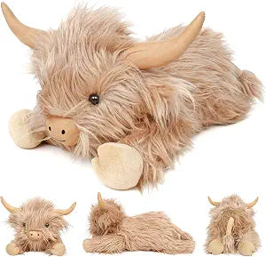 JellyMallow Highland Cow Weighted Stuffed Animals 5lbs 22in, Cute Weighted Plush Highland Cow Stuffed Animal Cattle Plushies Ideal Gifts for Kids and Adults