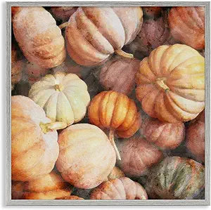 Fall Pumpkins and Gourds Rustic, 17 x 17 Inch Framed Gicle Print