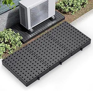 Flehomo 3 Piece Spliced Mini Split Pad for Outdoor Condenser Units. 35.5 x 15.5 x 2 inch Plastic Equipmemt Pad for Ductless Mini Split Air Conditioner Heat Pump Systems, Condenser Anti Vibration Pads