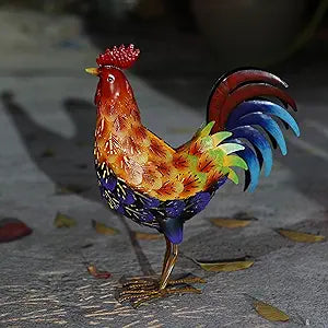 Kircust Metal Rooster Yard Decor Chickens Decorations Outdoor Solar Lights Garden Statue for Home Patio Lawn Backyard Farmhouse Kitchen