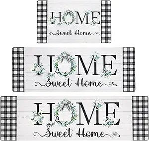 XLHOMO Home Kitchen Mats for Floor 3 Pieces Set, Non Slip Cushioned Runners Waterproof Comfort Kitchen Rugs and Mats Farmhouse Chef Mat Carpet for Sink,Laundry Room