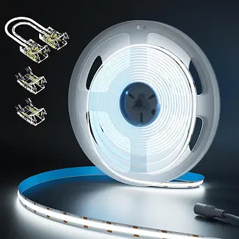MIWISE COB LED Strip Light,24V Daylight White 6000K LED Strip Lights,32.8ft UL-Listed Super Bright Flexible LED Strip,High Density Cuttable for Cabinet Bedroom DIY Projects(No Adapter&Controller)