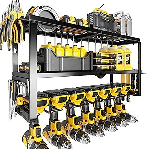 Hipidian Fathers Day Dad Gifts for Men, Power Tool Organizer Wall Mount- 300lb Capacity 3-Tier Storage Rack with 7 Drill Holders for Garage Tools, Best Birthday Gifts for Men Dad Husband