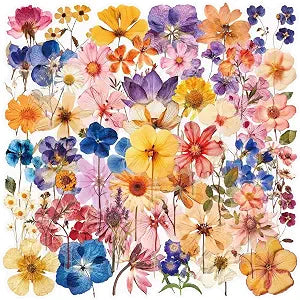 Transparent Flora Stickers,50PCS Vintage Aesthetic Flowers Sticker for Scrapbooks Travel Journal, Vinyl Waterproof for Water Bottles Laptop Phone Scrapbook Supplies DIY Crafts (colourful-B15)