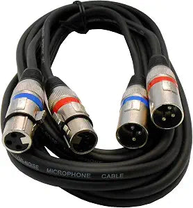 Audio2000'S ADC203G Integrated Dual 10-Feet XLR Male to XLR Female Balanced Audio/Patch/Recording/Stage Cables