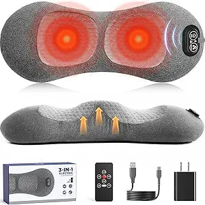 2026 Upgraded 3-in-1 Lumbar Support Pillow with Remote Control, Triple Fusion Back Massager with Heat, Vibration & Stretching, Portable Electric Lumbar Pillow for Home, Office, Travel & Car