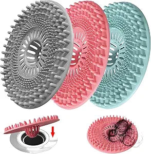 Silicone Hair Catcher for Shower Drain & Bathtub  3 Pack (Grey/Blue/Pink)