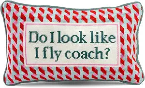 FURBISH Needlepoint Decorative Throw Pillow - Fly Coach - 9"x15" - Small Embroidered Designer Pillow for Living Room, Couch, Sofa, Chair & Bed - Eclectic Home Decor