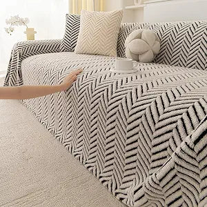 ROOMLIFE Striped Boho Black Couch Cover for 2-3 Cushion Sofa 71''X150