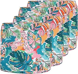 EHouseHome Patio Chair Seat Cushion Covers,Washable Slip Covers Replacement,Waterproof Outdoor Furniture Cushion Pillow Seat Cover for Couch,Garden,Sofa,22"22"4"(4 Covers Only,Tropical Leave)