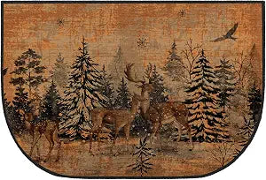 Demissle Fireplace Hearth Rug, Forest Deer, 24 x 36 Inch