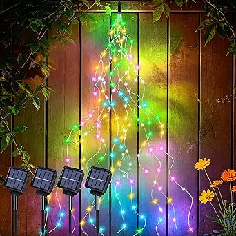 VOOKRY 4 Pack 10 Strands 200 LEDs Solar Fairy Lights Outdoor Waterproof, Solar Powered String Lights 8 Modes DIY Watering Can Lights for Party Wedding Patio Yard Garden Tree Decorations(Multicolor)