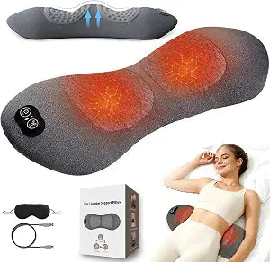 Smooth Triple Fusion Back Massager, Spine 3-in-1 Electric Lumbar Massager Support Pillow with Heat,Vibration &Airbag Traction, Lumbar Pillow for Lower Back Tension Relief,Deep Tissue