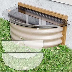 2PCS Polycarbonate Well Covers Outside, Basement/Egress Window Well Cover Clear, All-Weather Against Debris, UV Resistant, Tear-Resistant, Waterproof, Windproof (only Cover)40" X 16"