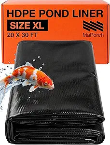 Maporch Pond Liner for Outdoor Ponds - Heavy Duty Koi Fish Pool Liner - 16.5 x 26.5 ft, HDPE 20 Mil - UV Resistant Waterproof Underlayment