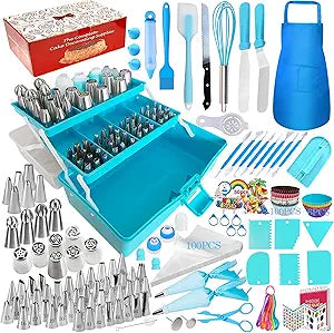 Makmeng Cake Decorating Tools Supplies Kit - 368Pcs Baking Supplies with Storage Case for Beginners - Icing Piping Bags and Tips Set For Cookies, Cupcake & Cake Frosting Fondant Decorating