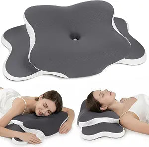 Esup Ergonomic Cervical Neck Pillow for Pain Relief, Adjustable Height Contour Memory Foam Orthopedic Bed Pillow for Sleeping, Ideal for Side, Back, and Stomach Sleepers (Gray)