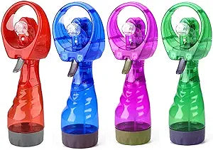 Pack of 4X Portable Handheld Misting Fan Battery Including Water Spray Bottle- Random Colors