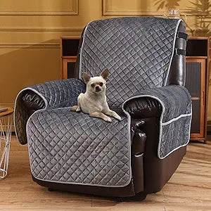 Recliner Covers Non Slip Waterproof Recliner Chair Covers for Leather Chairs Reversible Recliner Sofa Cover for Living Room Recliner Furniture Protectors Covers for Dog Dark Grey 23"