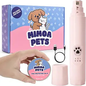 Silent Groom Pro Pet Nail Grinder Quiet with Light - Professional Pet Nail Trimmer for Large Dogs Cats - Rechargeable Electric Grinder with Paw Balm (Rose)