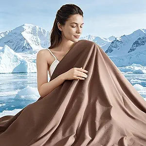 Cooling Comforter King Size,Double-Sided Brown Cooling Blanket for Hot Sleepers,Q-Max 0.45 Soft Breathable Silky Smooth Lightweight All Season Summer Comforter (Brown, King)