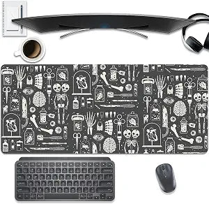 Human Skeleton Medical Mouse Pad,Large X Ray Mousepad Desk Pad with Stitched Edges,Non-Slip Waterproof Rubber Base Mouse Mat for Office Computer Keyboard Laptop Home 27.5x11.8 in