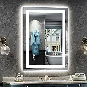 Briivue 24x36 Inch LED Bathroom Mirror with Lights, Backlit & Front Lit, Anti-Fog Lighted Bathroom Vanity Mirror for Wall, Memory Function, Dimmable, HD Tempered Glass, Shatter-Proof