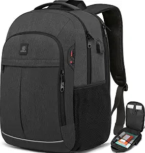 17.3 Inch Laptop Backpack, School Backpack,Large TSA Travel Carry on Backpack,College Student Bookbag with USB Port,Teenagers Water Resistant Computer Bagpack Gift for Men Women,Grey