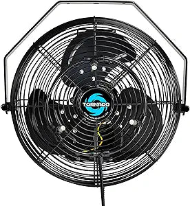 Tornado 12 Inch Outdoor Misting Wall Mounted Fan IPX4 Rated High Velocity Metal Industrial Wall Fan For Commercial, Industrial, Residential, 3 Speed 3 Nozzles 6.6 FT Cord cETL Safety Listed, Black