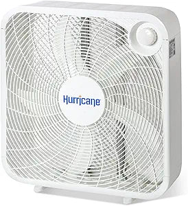 Hurricane Classic Floor Mount Box Fan w/ 3 Quiet Speeds, White, 20" - Corded Portable Electric Air Cooling Unit w/ Powerful 2400 CFM Airflow for Home, Garage, Office, Bedroom & Basement