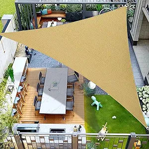 20' x 20' x 20' Triangle Sun Sail Shades Canopy UV Block Sun Shades Outdoor Patio Garden Backyard Pergola Shade Cover Sand