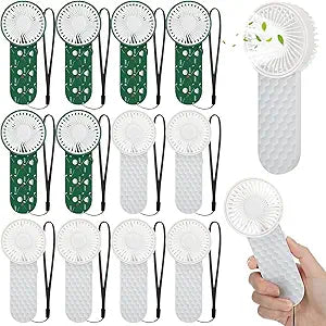 WILLBOND 12 Pcs Golf Mini Handheld Fan Bulk Small Personal Portable Fans with Lanyard for Golf Team Gift Goodie Bag Stuffers Outdoor Sport Party, Battery Not Include