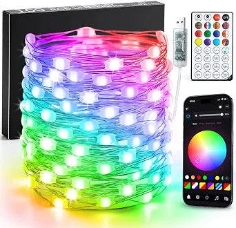 JMEXSUSS Smart RGB Fairy Lights, 33FT 100 LED Color Changing String Lights