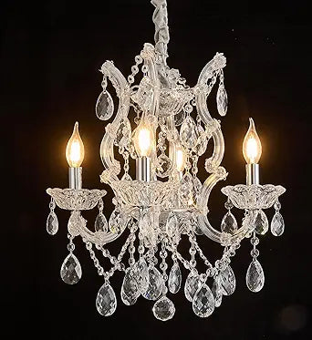 Modern Crystal Chandelier Light Fixtures 4-Light, K9 Clear Crystal Pendant Ceiling Light Fixture for Kitchen Island,Dinning Room, Bedroom,Hallway,Bathroom (4 Lights)