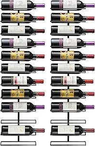Sorbus Wall Mount Wine Rack  Holds 12 Bottles  Black Metal Wine Bottle Holder for Wall, Modern Wine Rack for Home Bar, Kitchen
